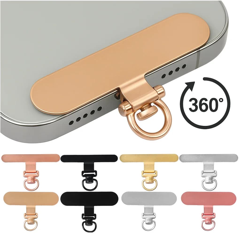 1/3/5Pcs Clipe De Cordão De Telefone De Aço Inoxidável Giratório De 600 Graus , Conector Universal De Alça Com 360 ° , S