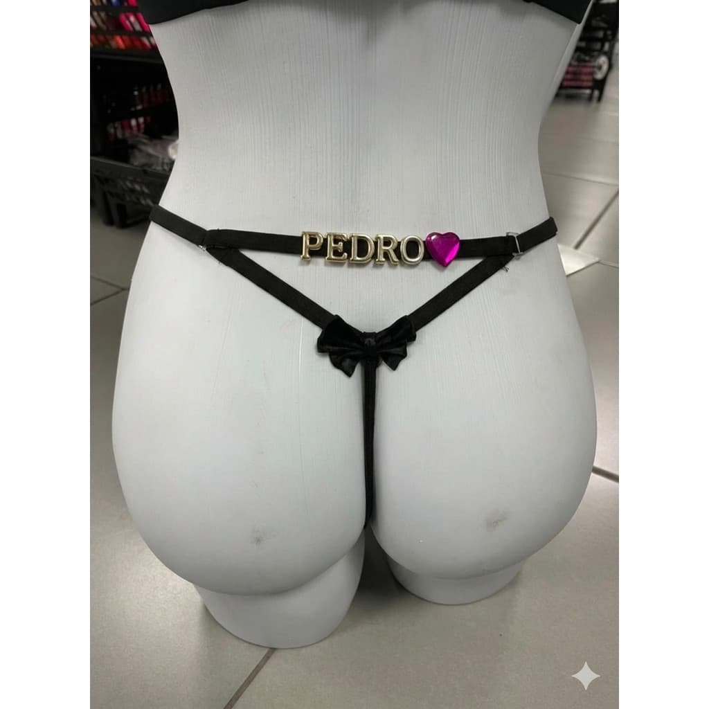 1 Calcinha Fio em Renda Personalizada com Nome ou Frase