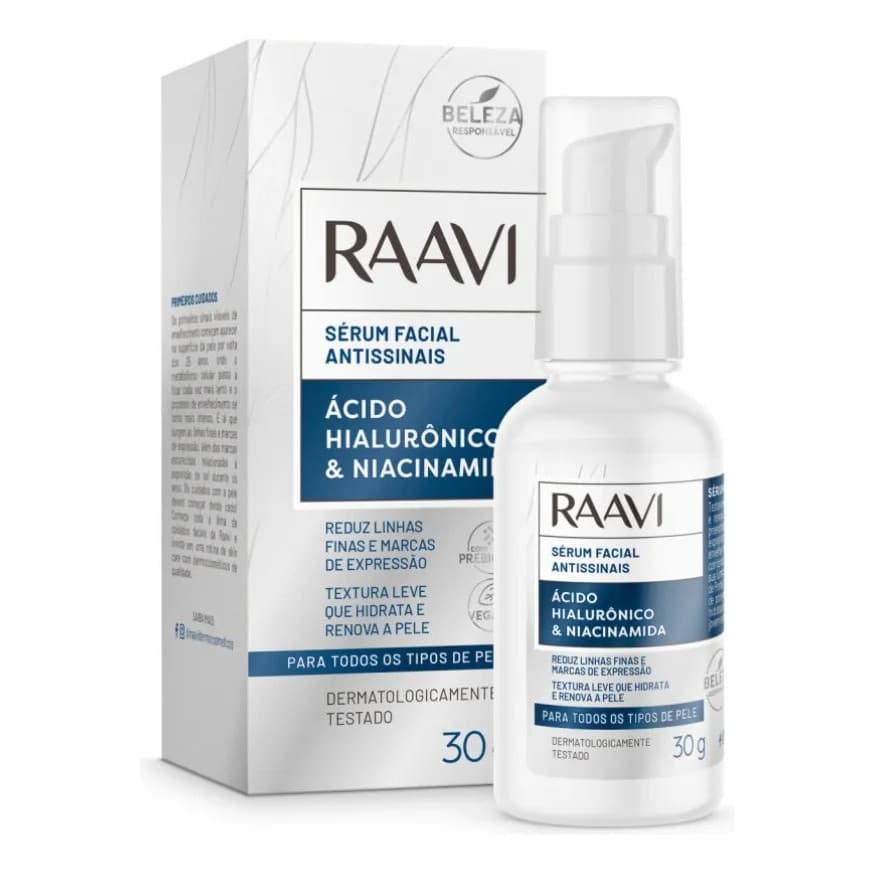 Sérum Facial Antissinais Ácido Hialurônico (30g) Raavi