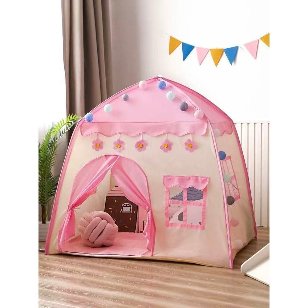 .Casa de brinquedo infantil estilo princesa, dobrável e portátil, em formato de castelo encantado para meninas/