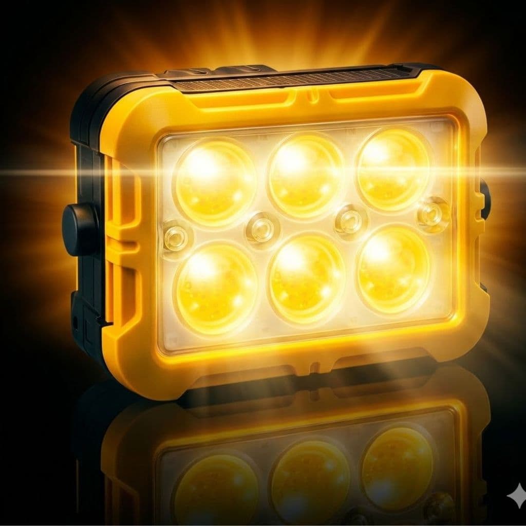 Mini Refletor LED Solar USB-C Imã Luz Emergência Camping Trabalho Portátil 6 LEDs