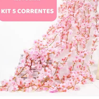 Kit 5 Correntes De Cerejeira Artificial 200cm Para Decoração Decorativa Flor Artificial Trepadeira