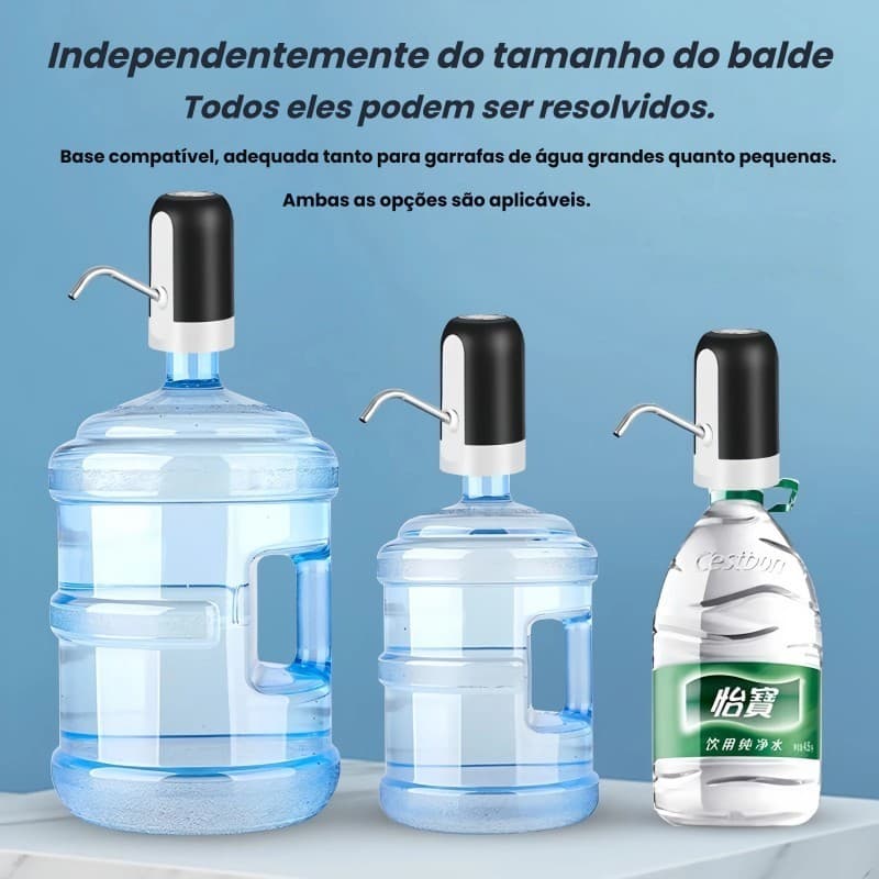 Bomba Eletrica de Agua Universal Acionamento Um Clique Facil Uso Idoso Crianca Recarregavel Bivolt Original