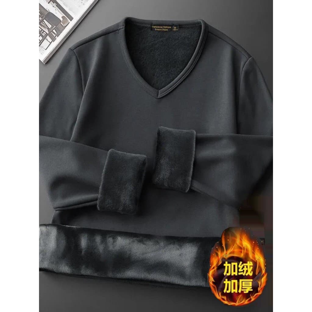 Outono inverno forro de lã puro algodão manga comprida camiseta masculina solta tamanho grande na moda camisa de fundo i