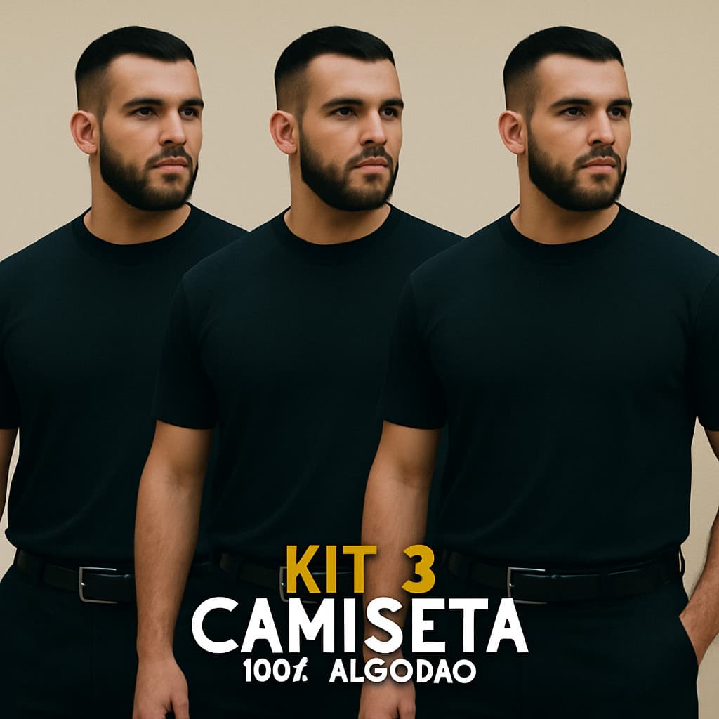 Kit 3 Camiseta Básica Lisa 100% Algodão - 30.1 camisa