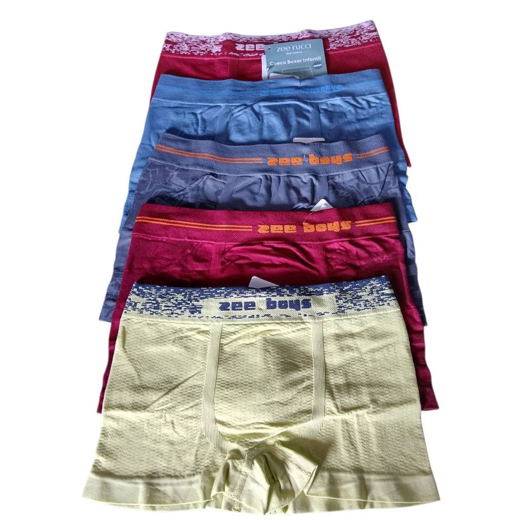 Kit 5 Cueca Boxer Infantil Microfibra Sem Costura Zee Rucci