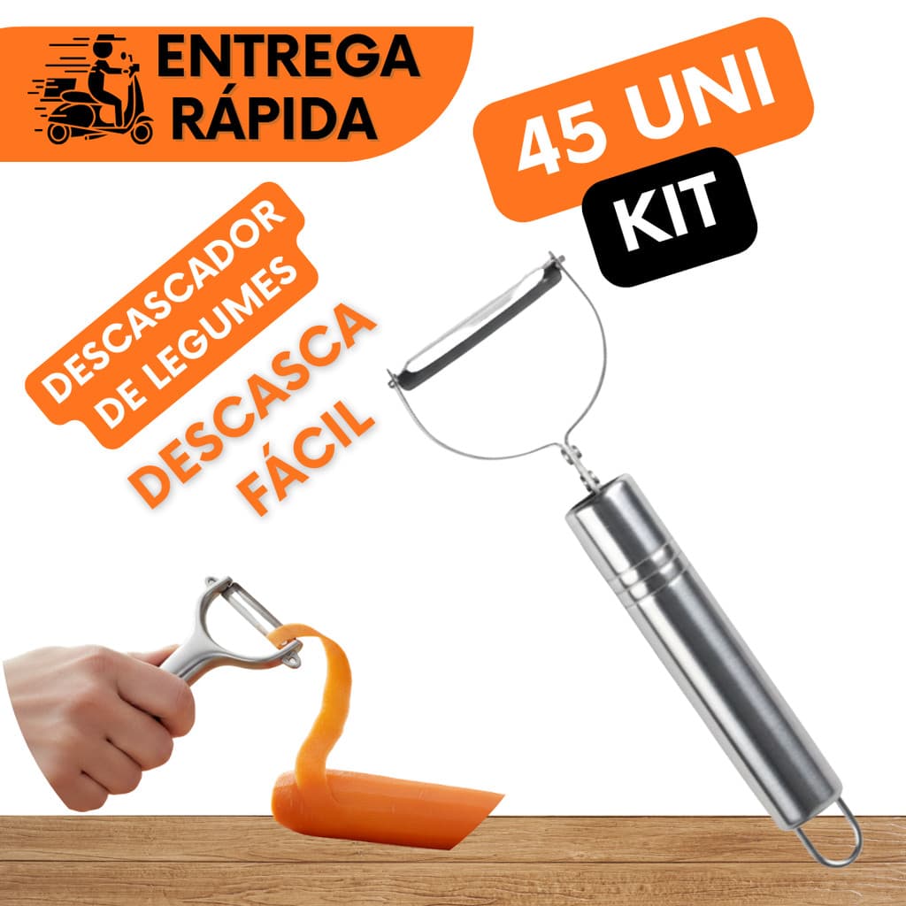 KIT 45 GUIANA DESCASCADOR FRUTAS LEGUMES DUPLA LÂMINA AFIADA MÓVEL 2EM1 DESCASCADOR LEGUMES VERDURAS