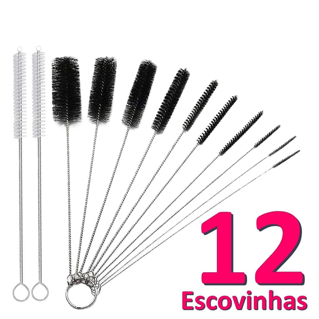 Kit 12 Escovas Multifunção 2mm A 20mm Nylon E Inox Alta Qualidade
