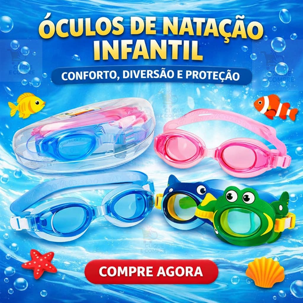 Óculos de Natação Mergulho Infantil Ajustável Conforto e Segurança na Água Modelos Coloridos