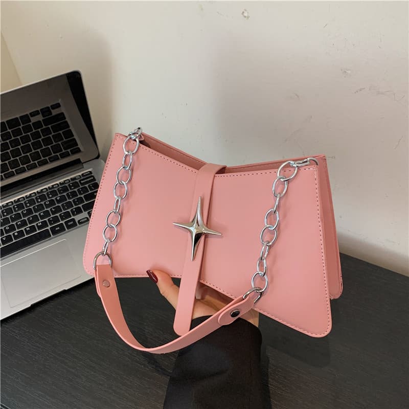 Bolsa feminina vermelha 2024 novo estilo na moda High-End nicho Design All-Match bolsa transversal moda corrente pequena