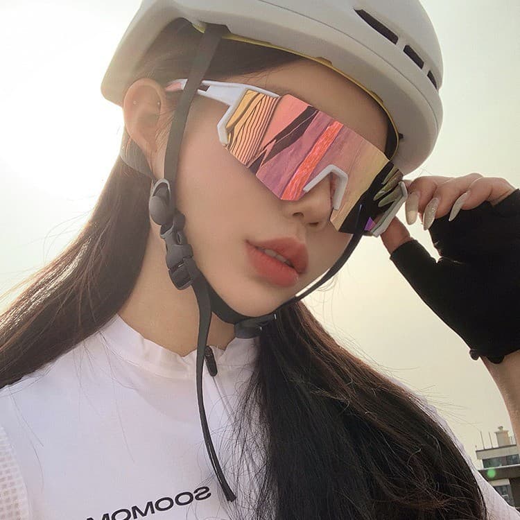 Novo influenciador ciclismo óculos à prova de vento montanhismo óculos de sol feminino correndo esportes ao ar livre pol