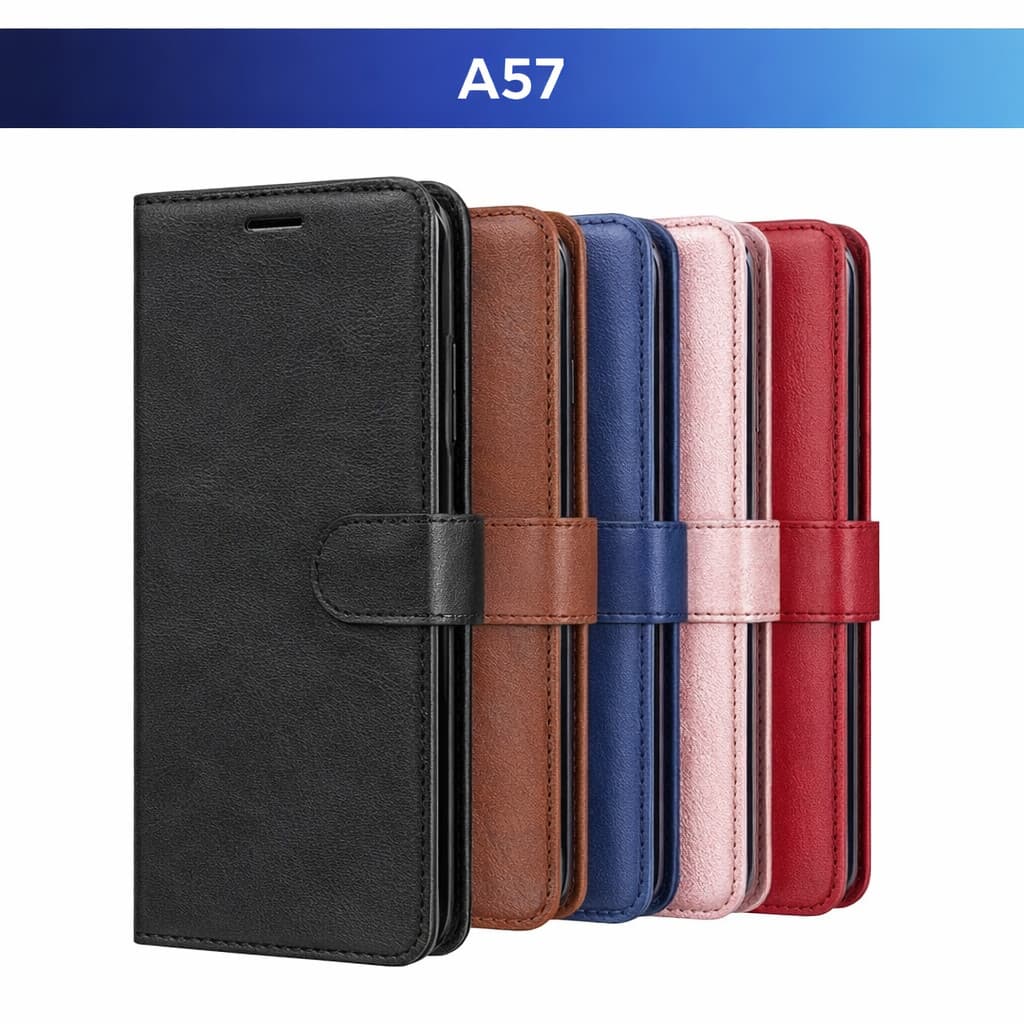 Kit Capa Carteira P/ Samsung Galaxy A57 - Couro Sintético Case Capinha e Película 3D Vidro/Hidrogel