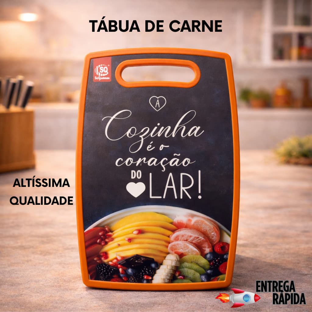Tabua de Carne Corte Resistente para Carne Legumes Frutas Queijo Plástico Estampada 37x23