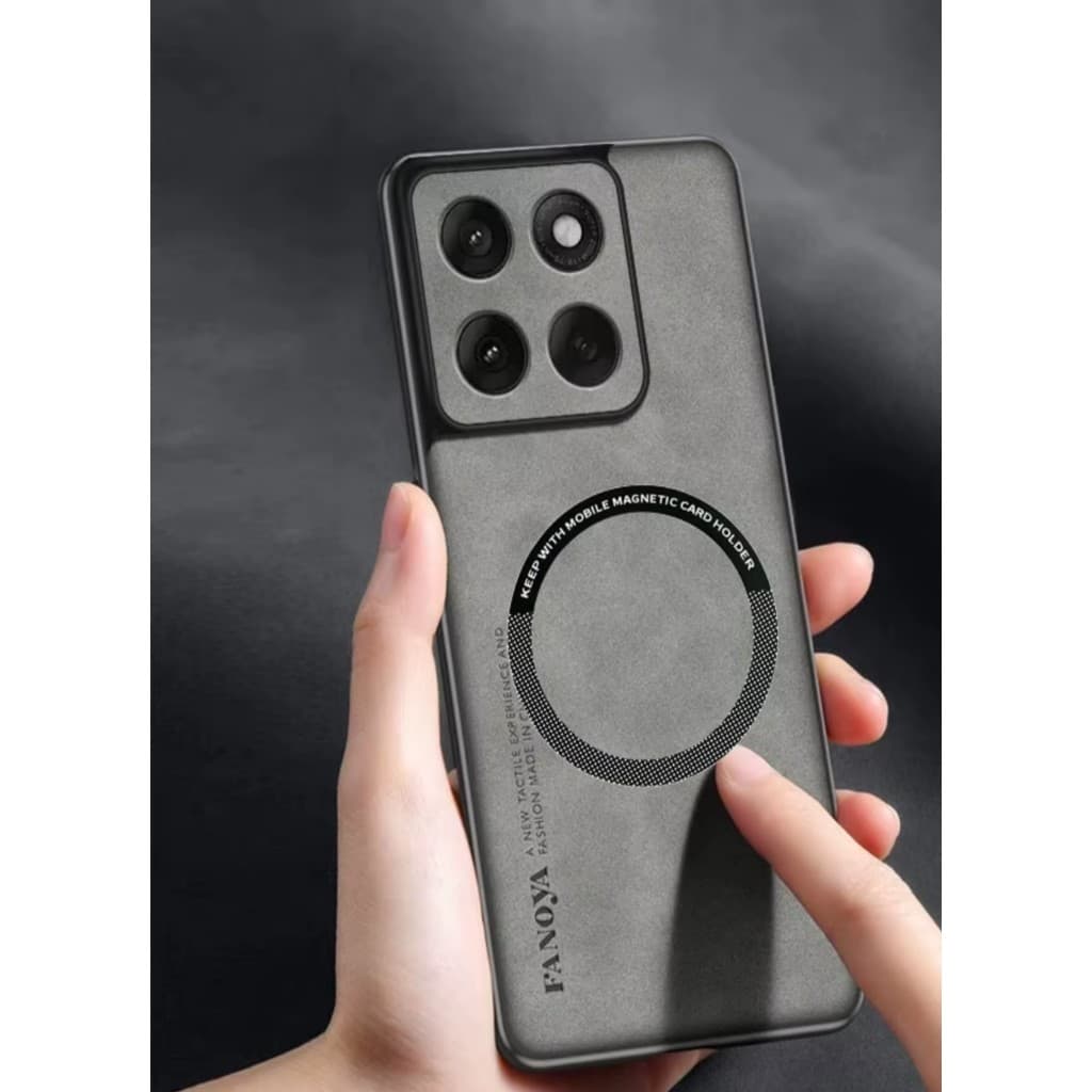 Capinha Camurça Couro C/ Magsafe Magnético Para Motorola Moto G MAX