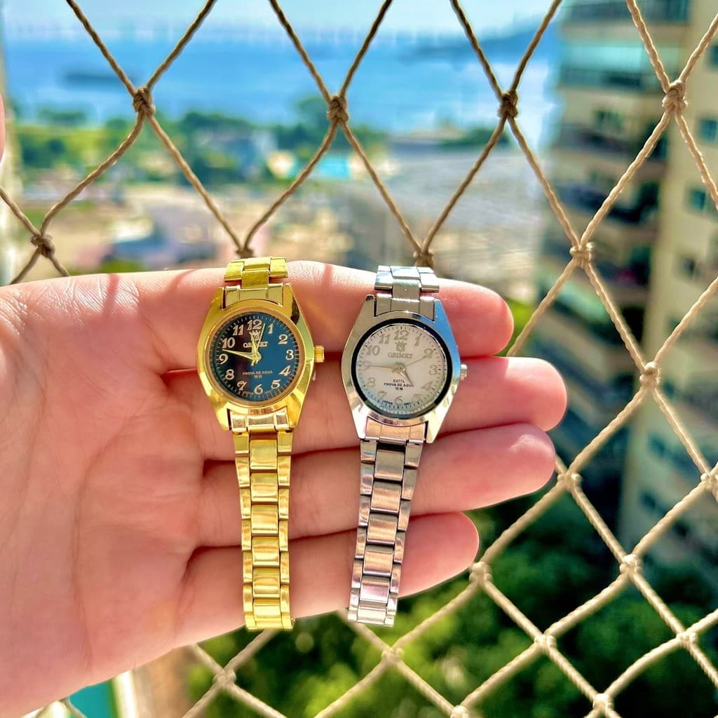 Relógio Orimet Mini Feminino a Prova D´Água Prata Luxo Dourado e Prata