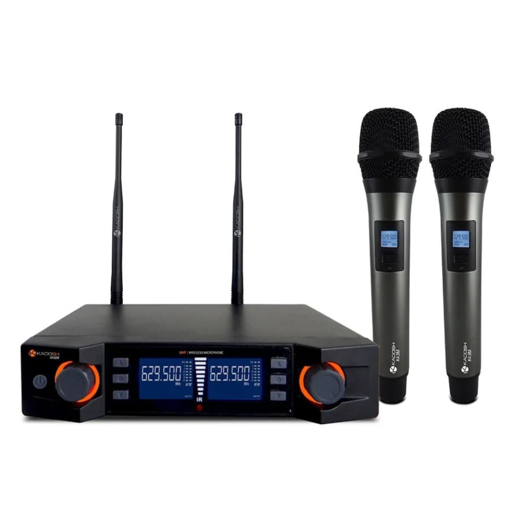 Microfone Duplo Sem Fio Dinâmico Kadosh K-492M