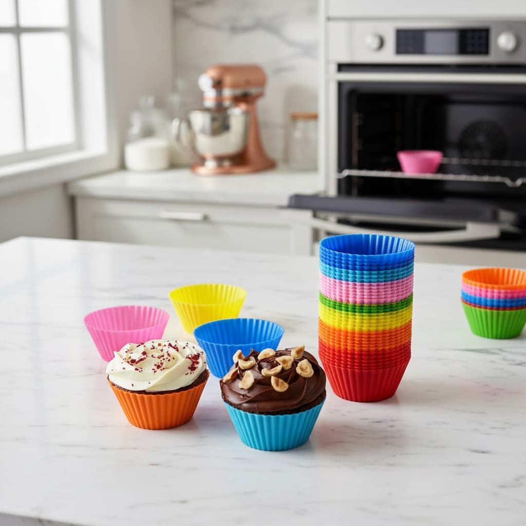 Kit 12 Formas Silicone Cupcake Muffin Antiaderente Reutilizável Forno Microondas Freezer Cores Sortidas