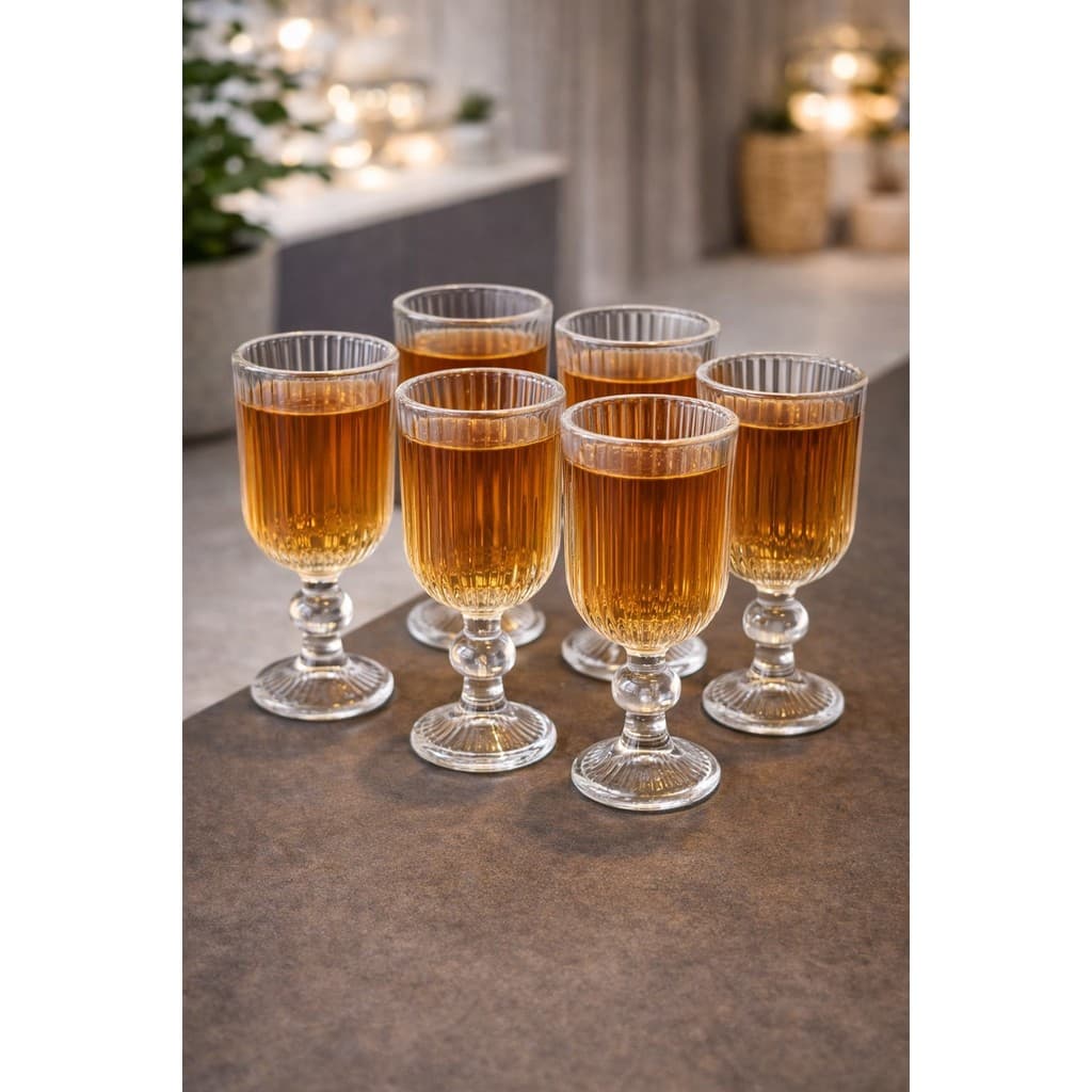 Kit 6 Mini Taças de Vidro Decoradas Para Licor Dose Sobremesa Mesa Posta