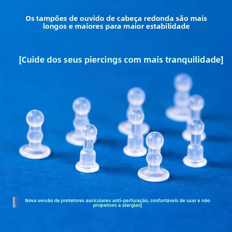 Protetores de Ouvido Anti-Queda Anti-Perfuração Suporte de Cabeça Redonda Dupla Nova Versão Protetores de Ouvido Transpa