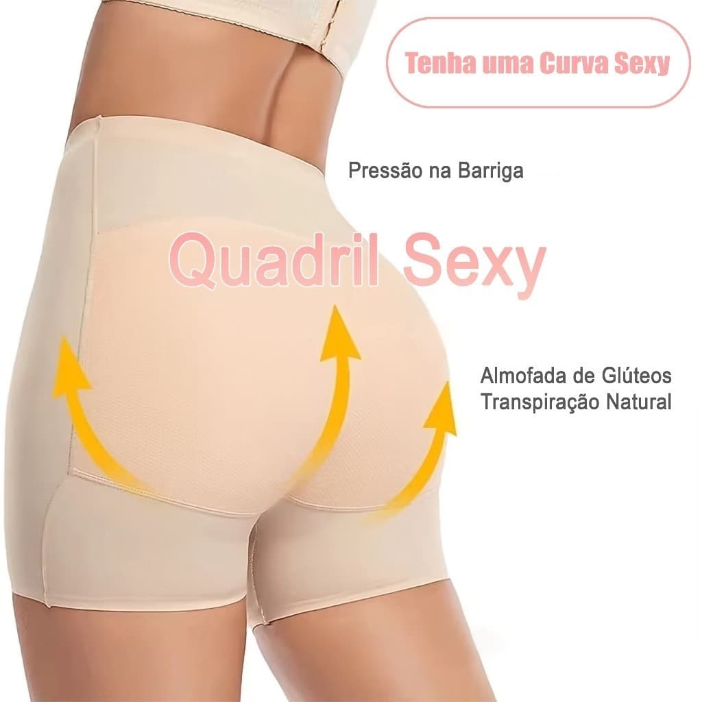 Calcinha Short Modeladora Levanta Bumbum Enchimento de Glúteos Cintura Alta Redutora