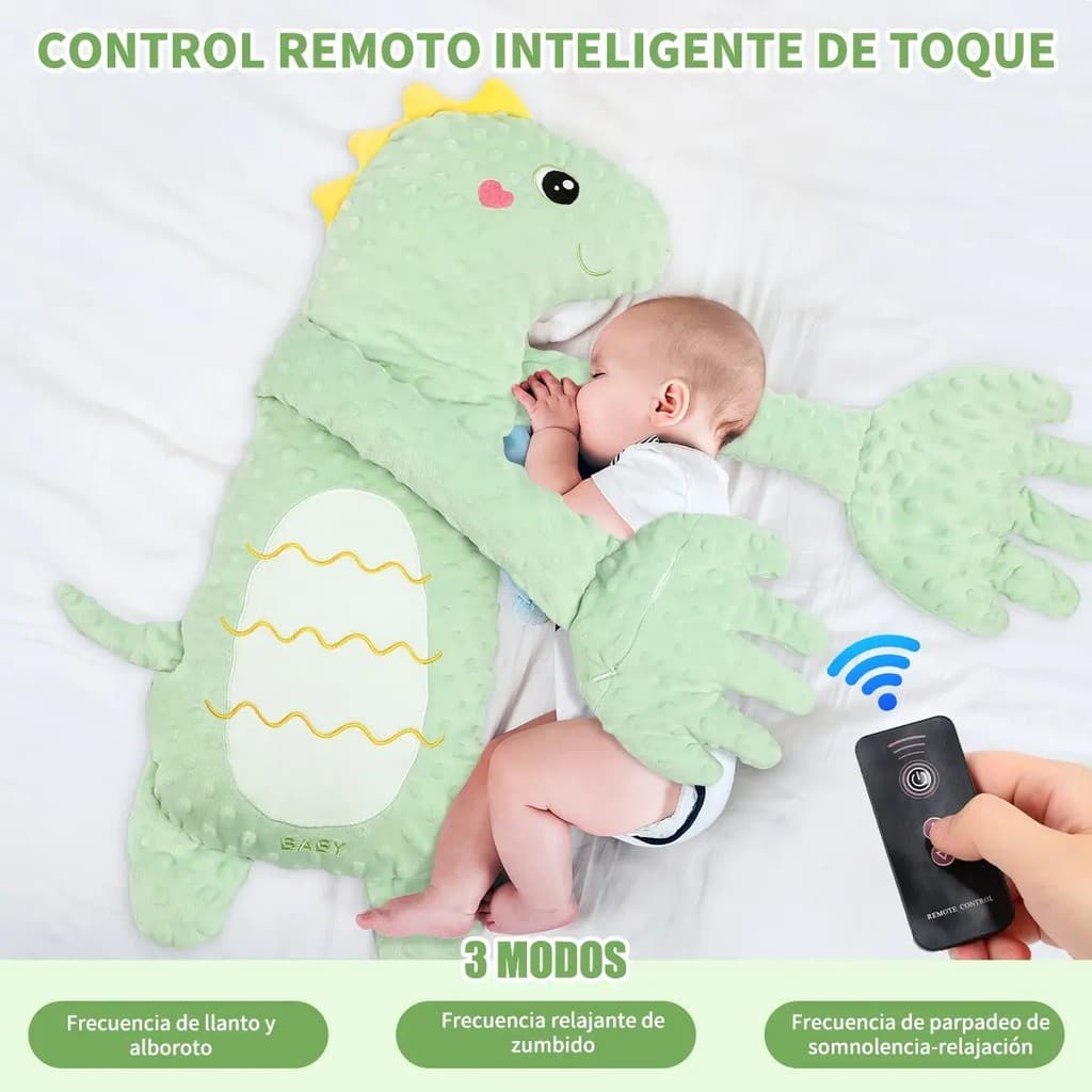 Boneca Bebê Calmante Pelúcia, Tapinha Automática, Aquecimento Abdômen, Controle Remoto, Para Dormir