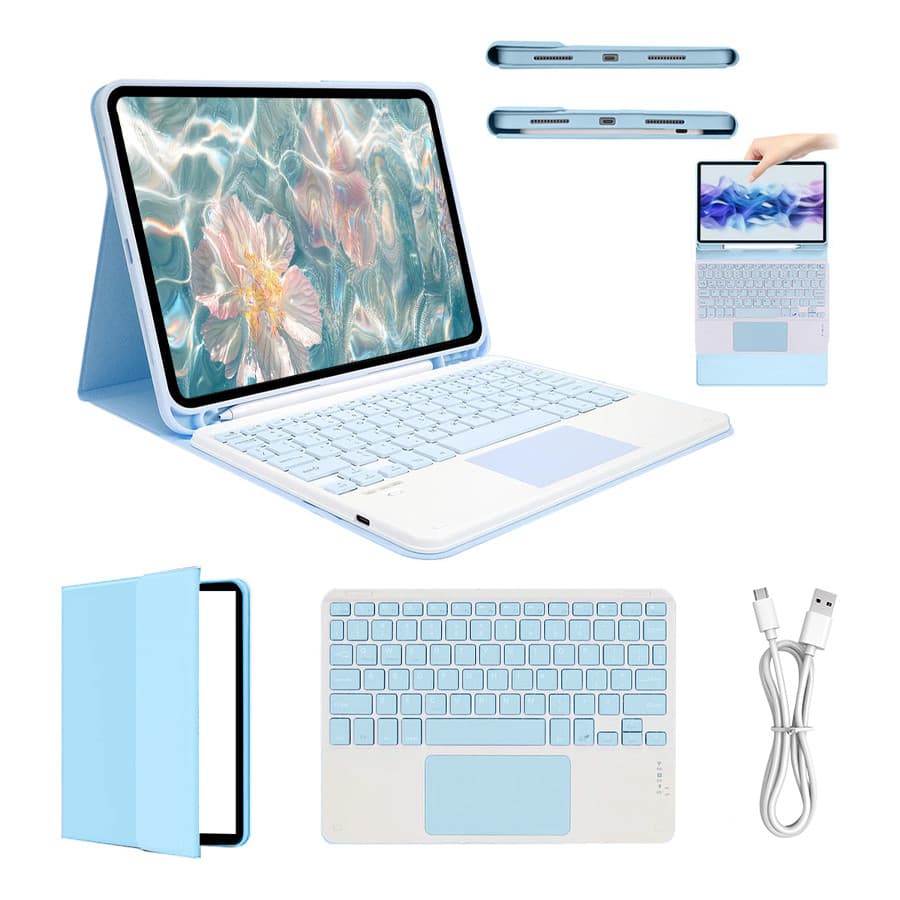 Capa com teclado touch para Samsung Tab S6Lite A7 A8 A9 A9plus, S7FE S7plus, S7 S8 S9, S8plus S8Ultra, S9plus S9Ultra