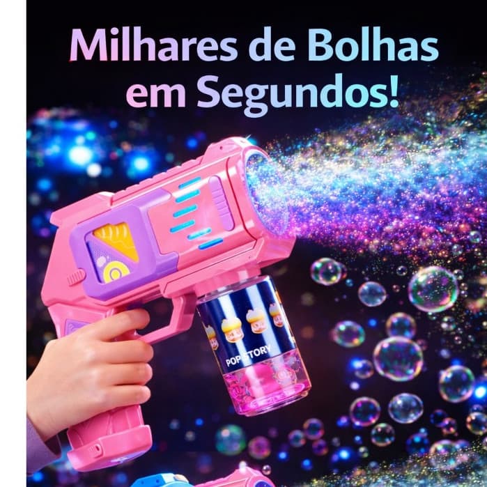 PISTOLA de Bolhas Automática Bubble Gun Rosa Infantil 3+ Anos – Diversão Garantida