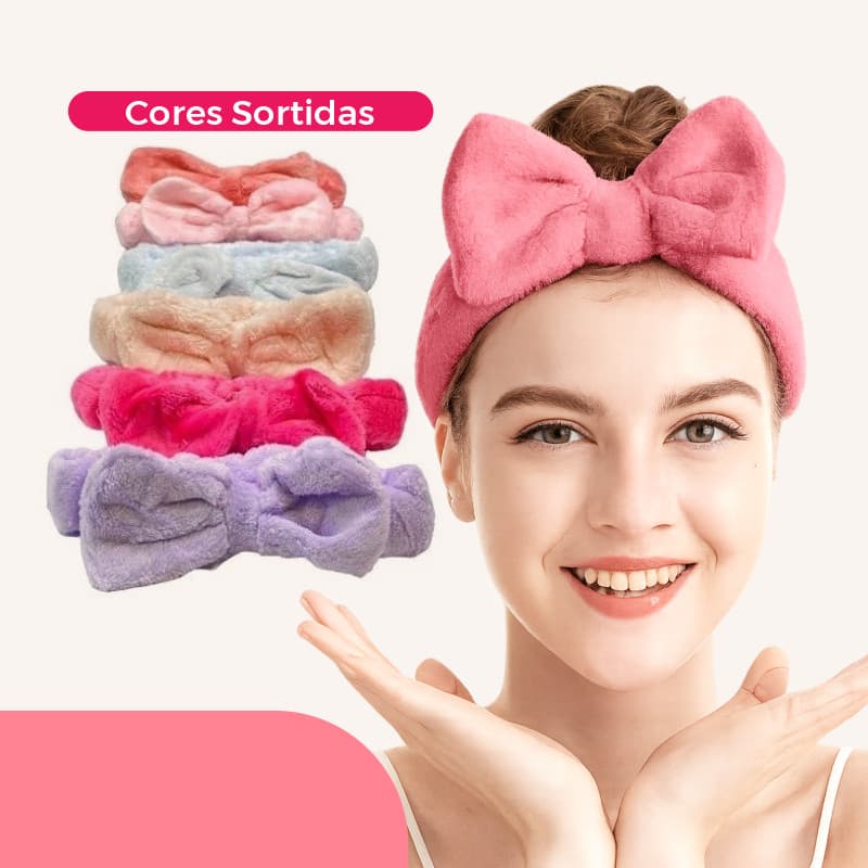 Faixa de Laço para Maquiagem Tiara Cabelo Sortida Makeup Acessório Rosto Limpo