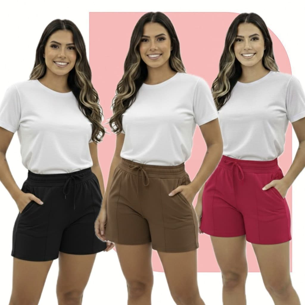 Shorts Duna P ao G2 feminino Confortavel Basico com bolso