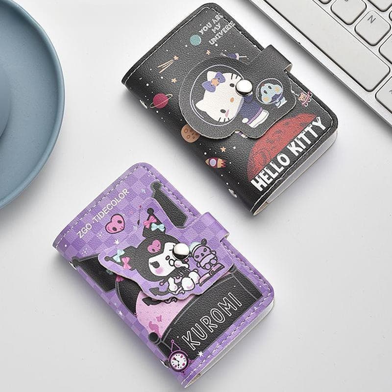 JTN Sanrio Porta-cartões de Couro PU com Múltiplos Slots Anime Hello Kitty Kuromi Personagem Cinnamoroll Carteira K