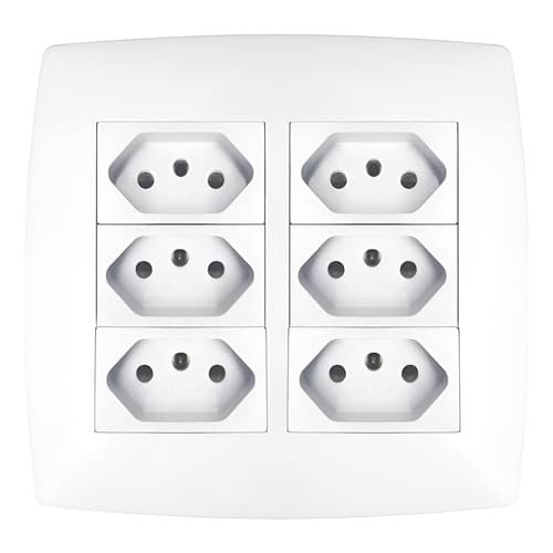 Conjunto 6 Tomadas Preta 4x4 10a Bivolt Home Grafite ou Branca Quadrada Embutir Barata Luxo