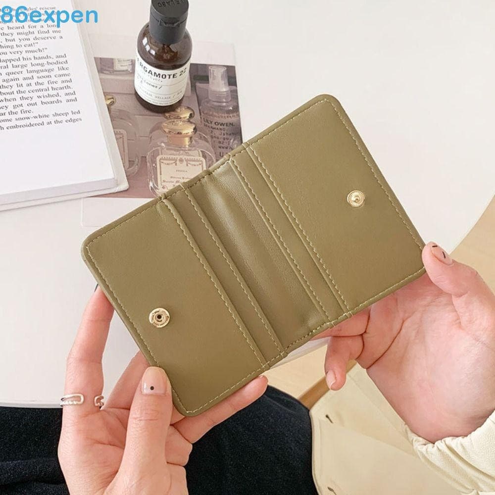 Carteira Dobrável EXPEN1 , Mini Porta-Moedas Elegante Estilo Coreano , Versátil Cartões Enrugado Em Couro PU