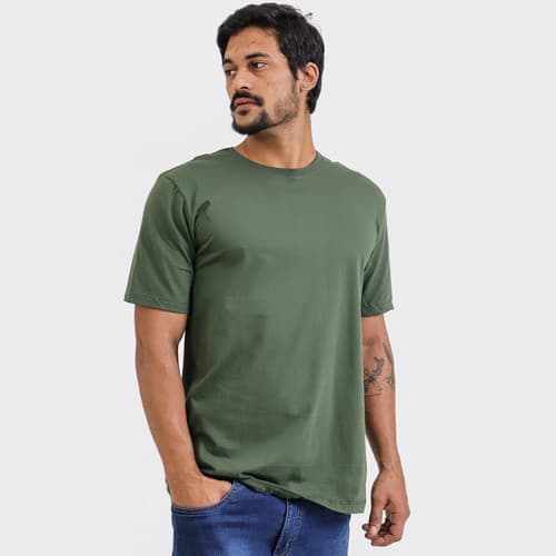 Camiseta Básica Lisa Manga Curta 100% Algodão Malha 30.1 Penteada Camiseta Masculina