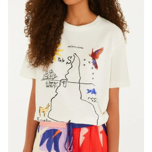 Novo Camisa Feminina América Latina 2 100% Algodão