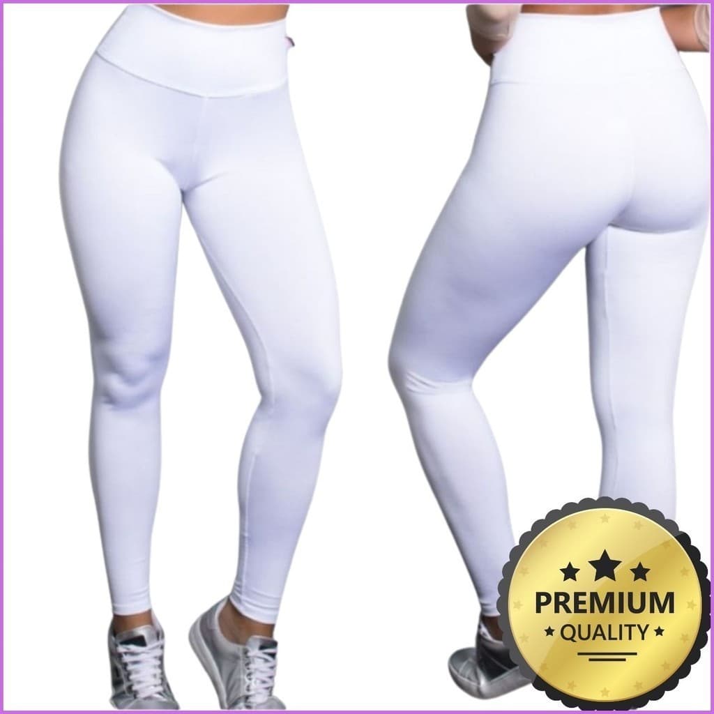 Calça LEGGING Branca Suplex Feminina, Academia, Uniforme Medicina, Enfermagem, Fisioterapeutas, Estética ou Uso Casual