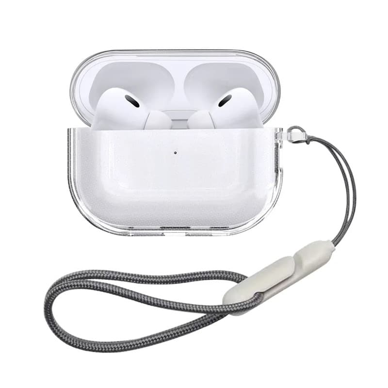 Capa De Fone De Ouvido TPU Macio Transparente Com Alça De Cordão Para Airpods Pro 3 2a Geração Air Pods 4 2024 Gen Acess
