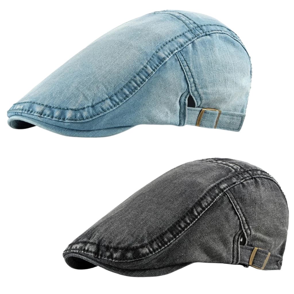Boina Jeans Ajustável Unissex Boné Casual Chapéu Jornaleiro Kit 2 Unidades