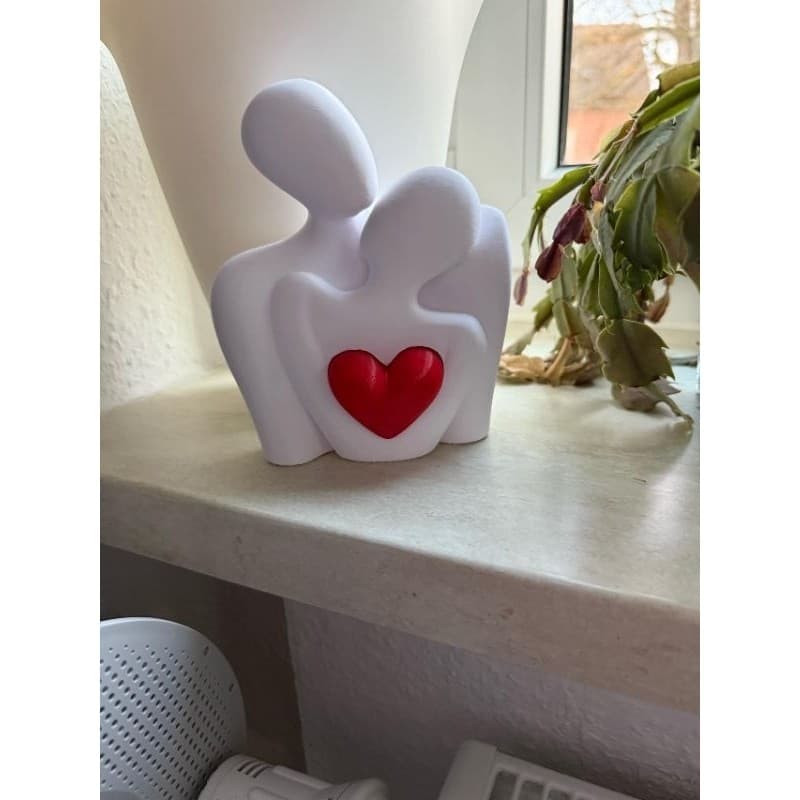 Estátua Moderna de Casal Apaixonado 3D - Decoração Romântica para Sala, Escritório ou Quarto. 10cm.