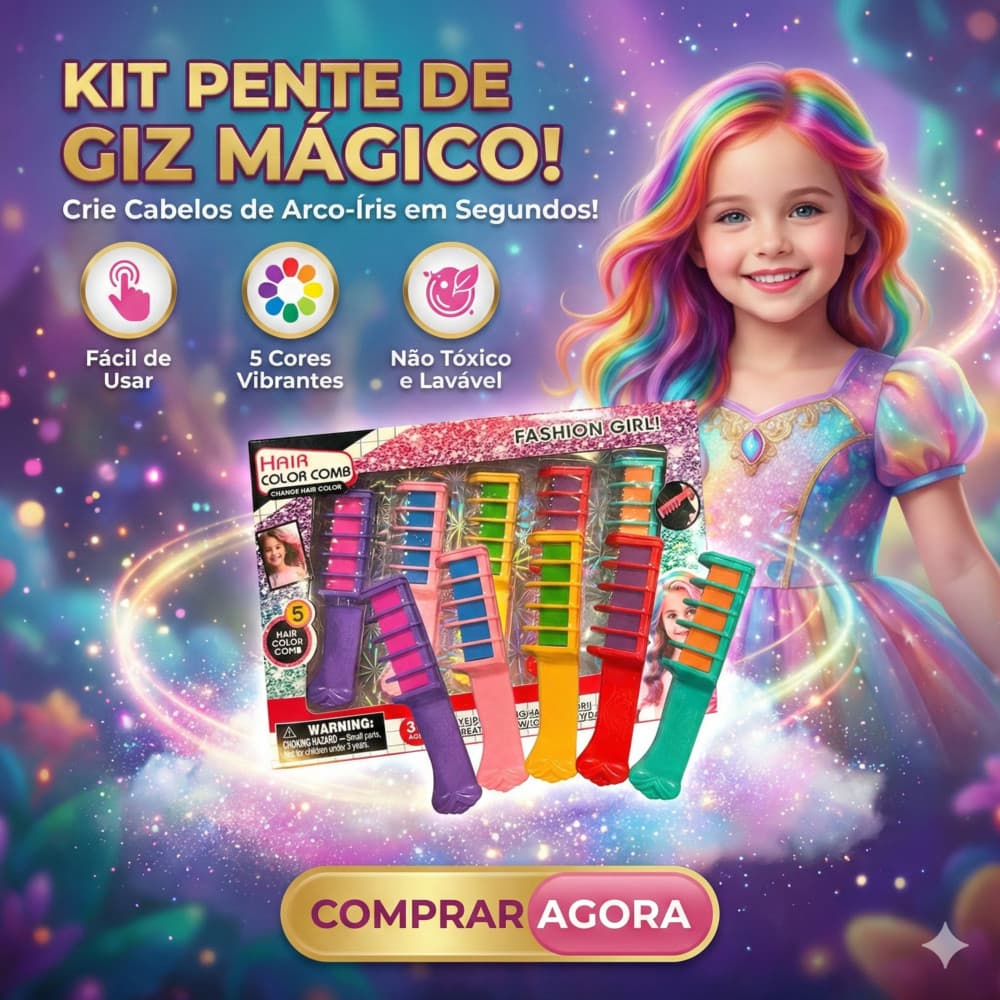 Kit 5 Pentes Giz Para Pintar Cabelo Carnaval Infantil Criatividade