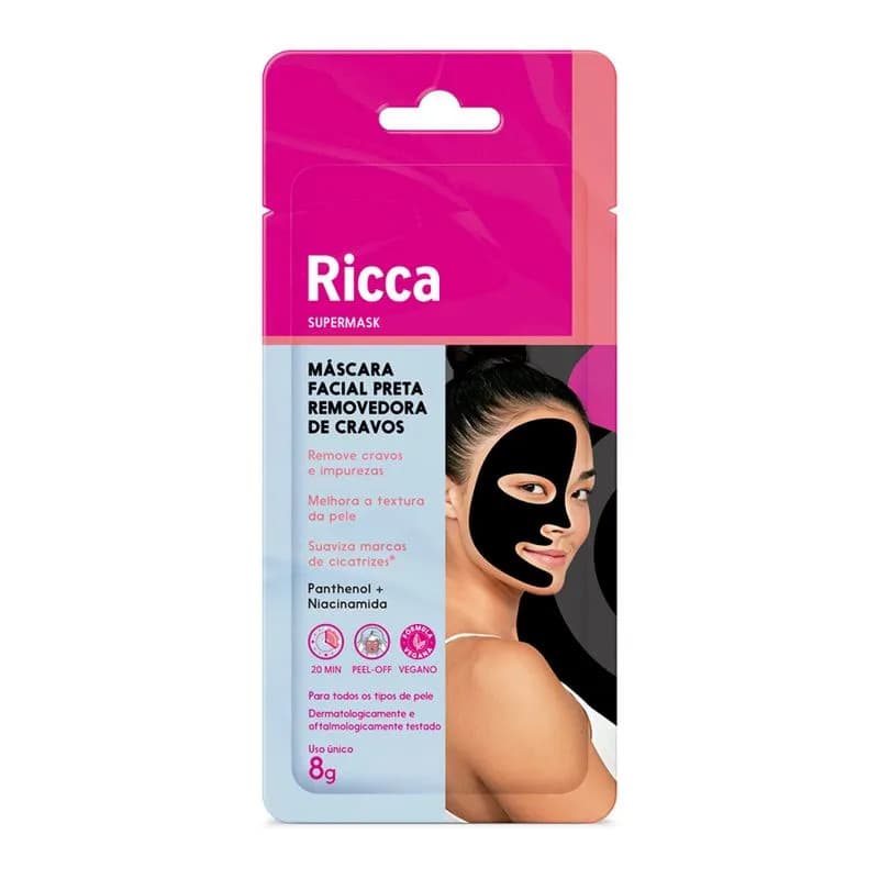 Máscara Facial Preta Removedora de Cravos - Ricca