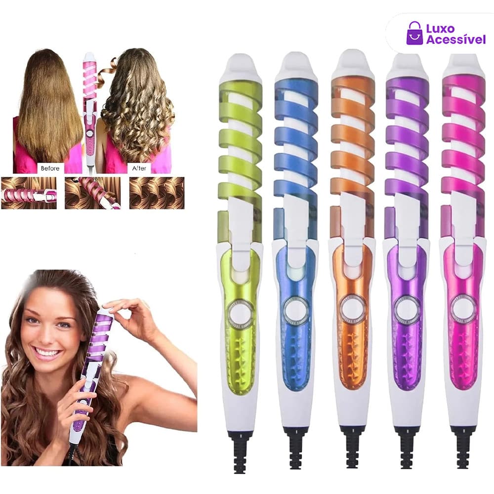Cacheador de Cabelo 220V Profissional - Modelador de Cachos e Ondas com Tecnologia de Cerâmica