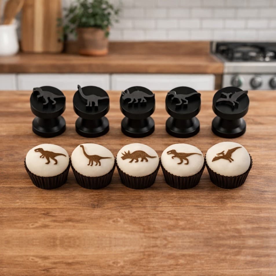 Kit  Carimbos para Doces, Brigadeiro, Massas e Biscoito de Dinossauro