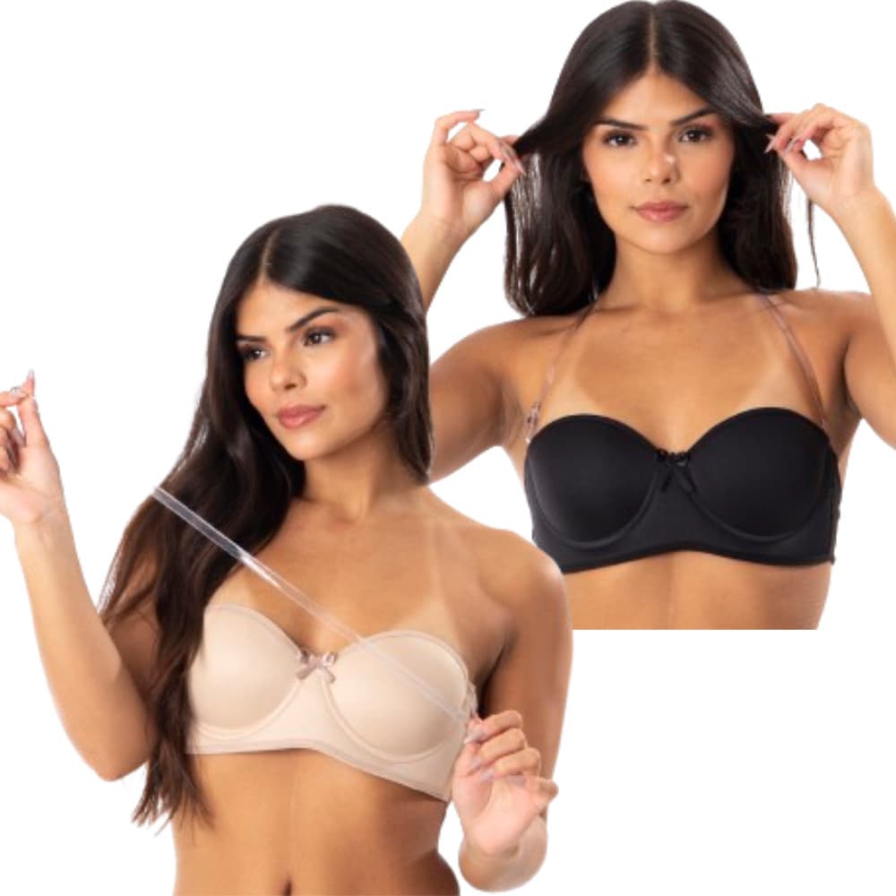 Kit 2 Sutiã Sem Alça Tomara Que Caia Com Bojo Não Marca Alça De Silicone Removível Adulto Soutien