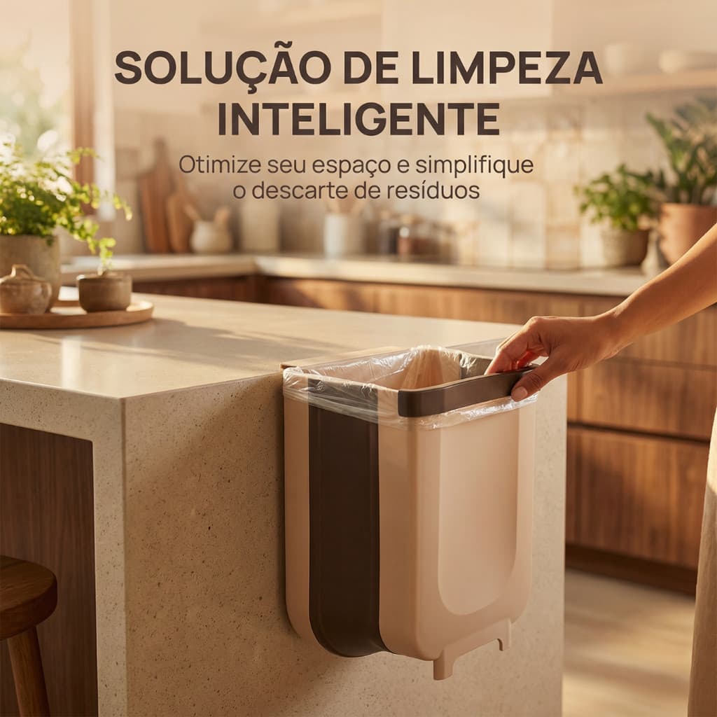 Lixeira Dobrável 6L Multifuncional Economia de Espaço para Cozinha, Banheiro e Escritório
