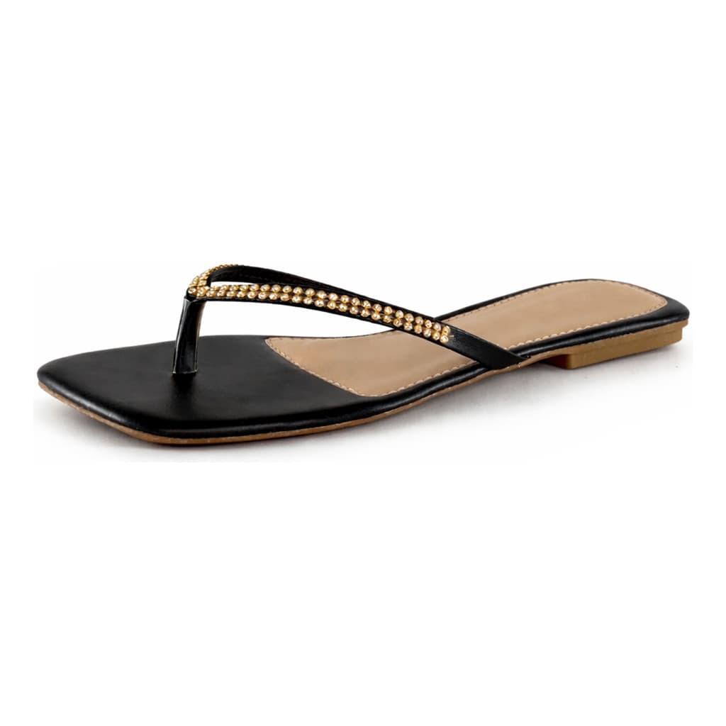 Sandália Feminina Rasteirinha Bico Quadrado Strass 34 A 45