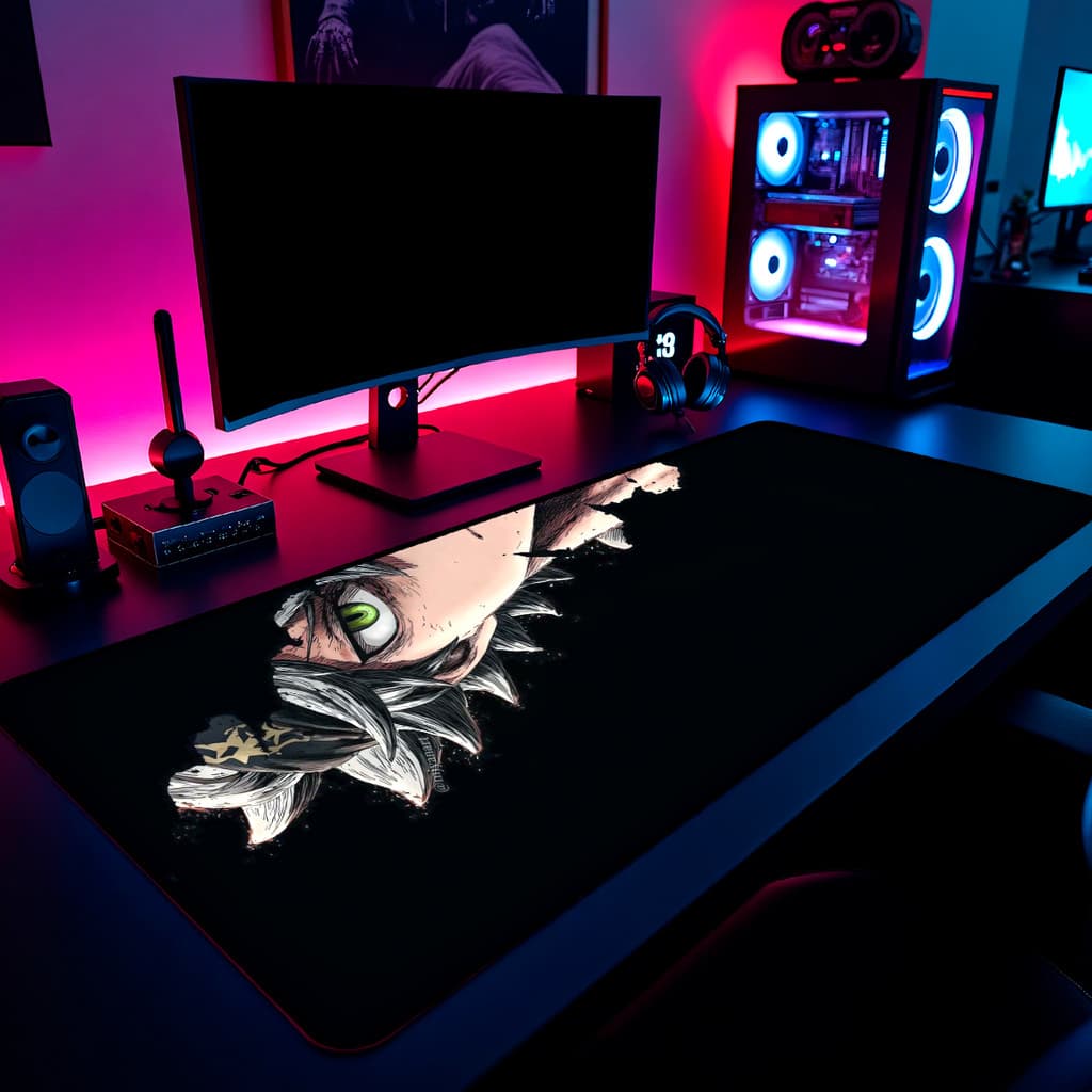 Mouse Pad Black Clover Asta Gamer 65x30cm / 80x40cm / 90x50cm / 120x60cm Borda Costurada