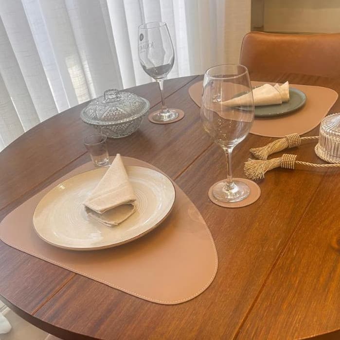 peça Jogo Americano Sousplat De Mesa em Sintético Decoração Capuccino
