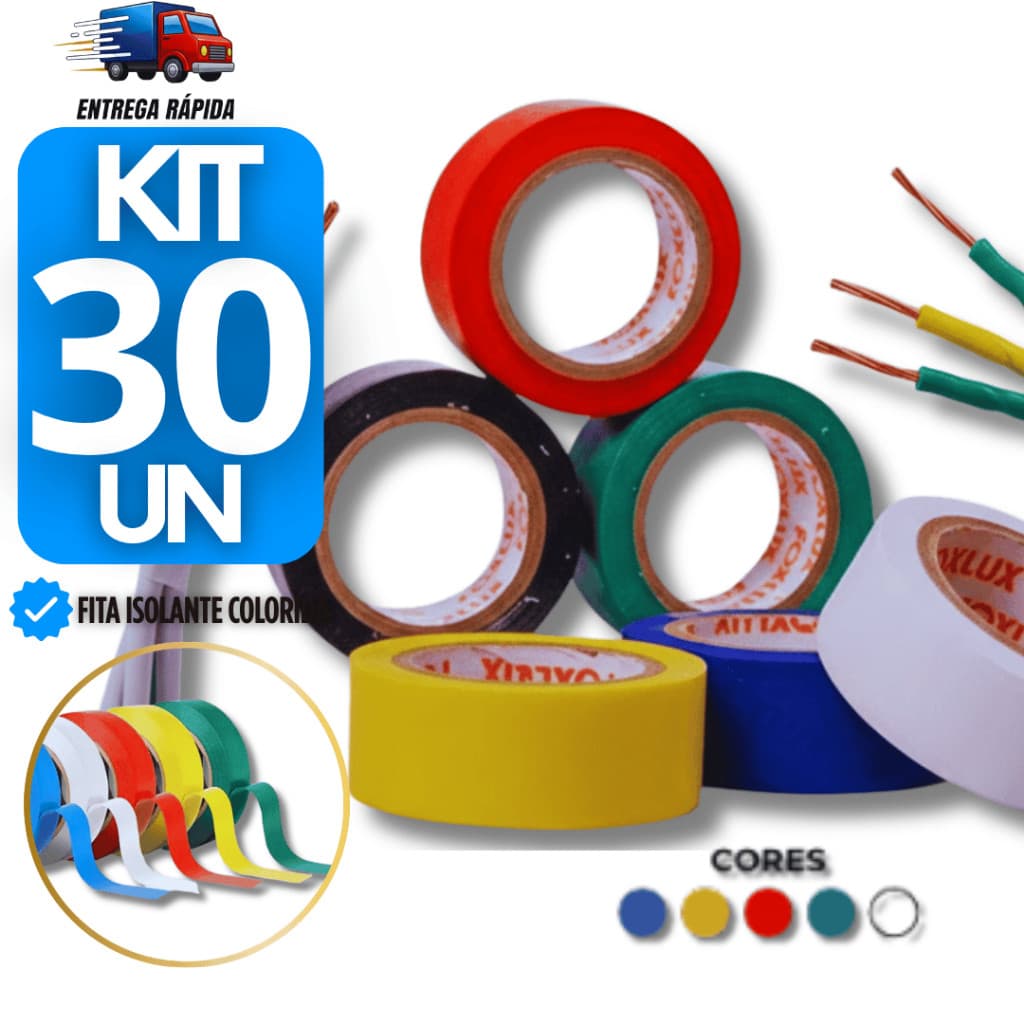 Jogo Fita Isolante Pvc Preta Colorida Antichama Adesivo Fio Isolamento Cabo Conserto Reparo 5M Fita