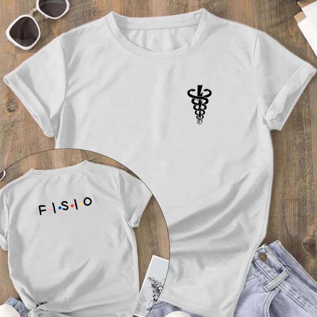 Camisetão Feminino Estampado Frente e Verso Camiseta Fisioterapia Fisio Faculdade Profissão Várias 100% Algodão FSH