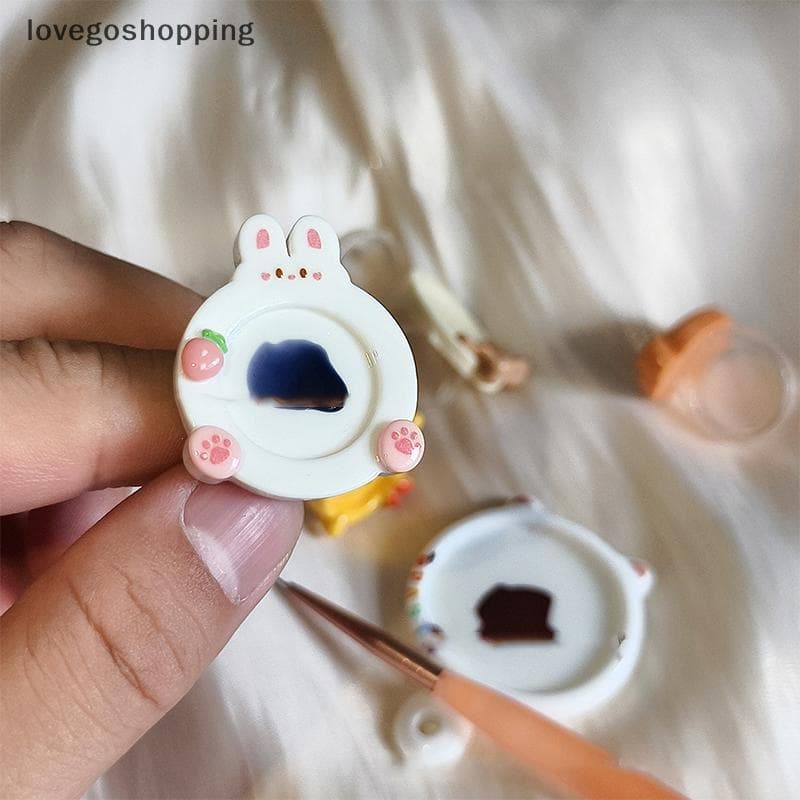 [lovego] 1 Peça Novo Design Paleta De Pintura De Anel De Resina Fofa Mini Portátil Ins Vento Dedo Tom Ferramentas Para U